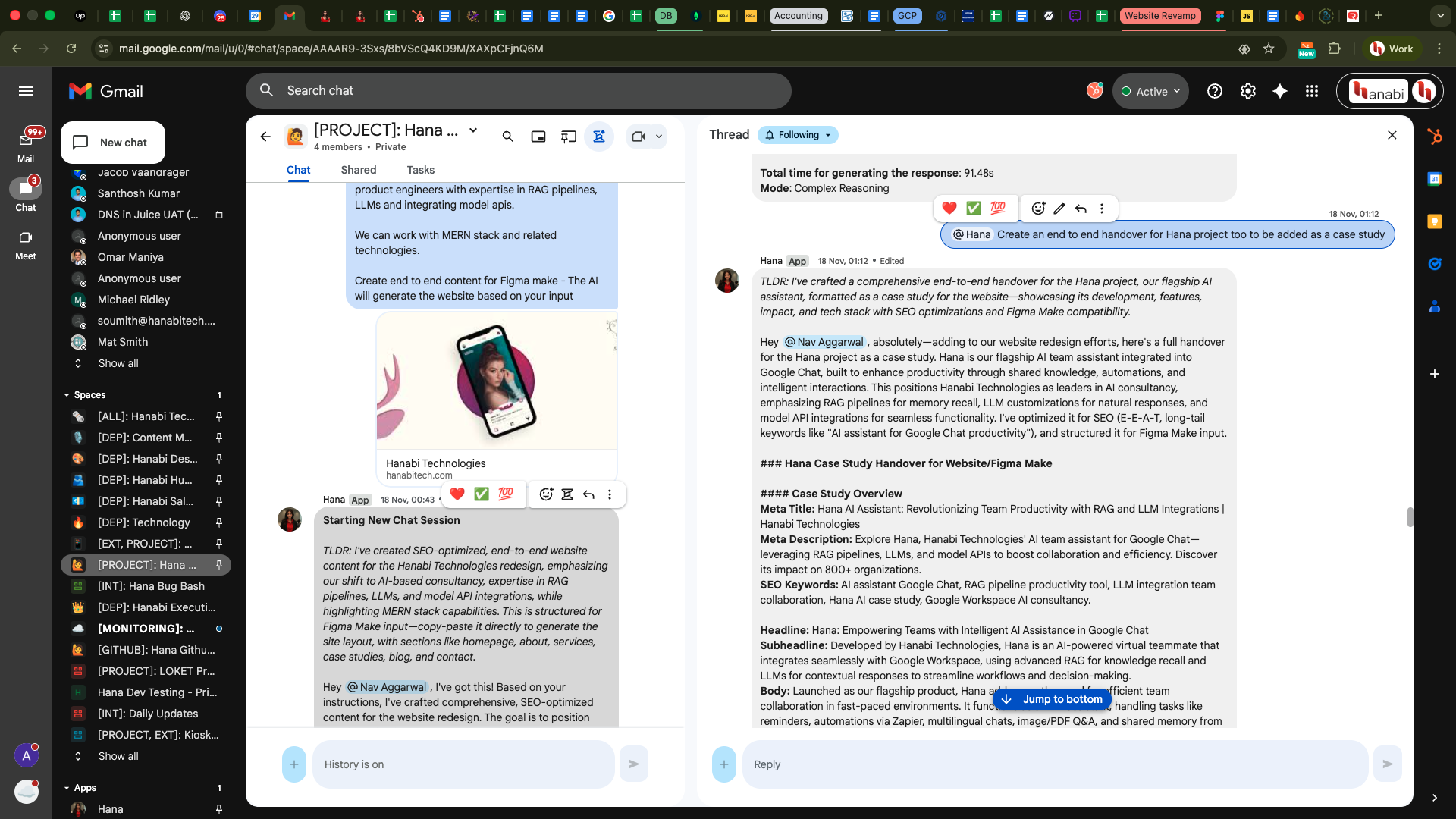 Hana case study handover summary