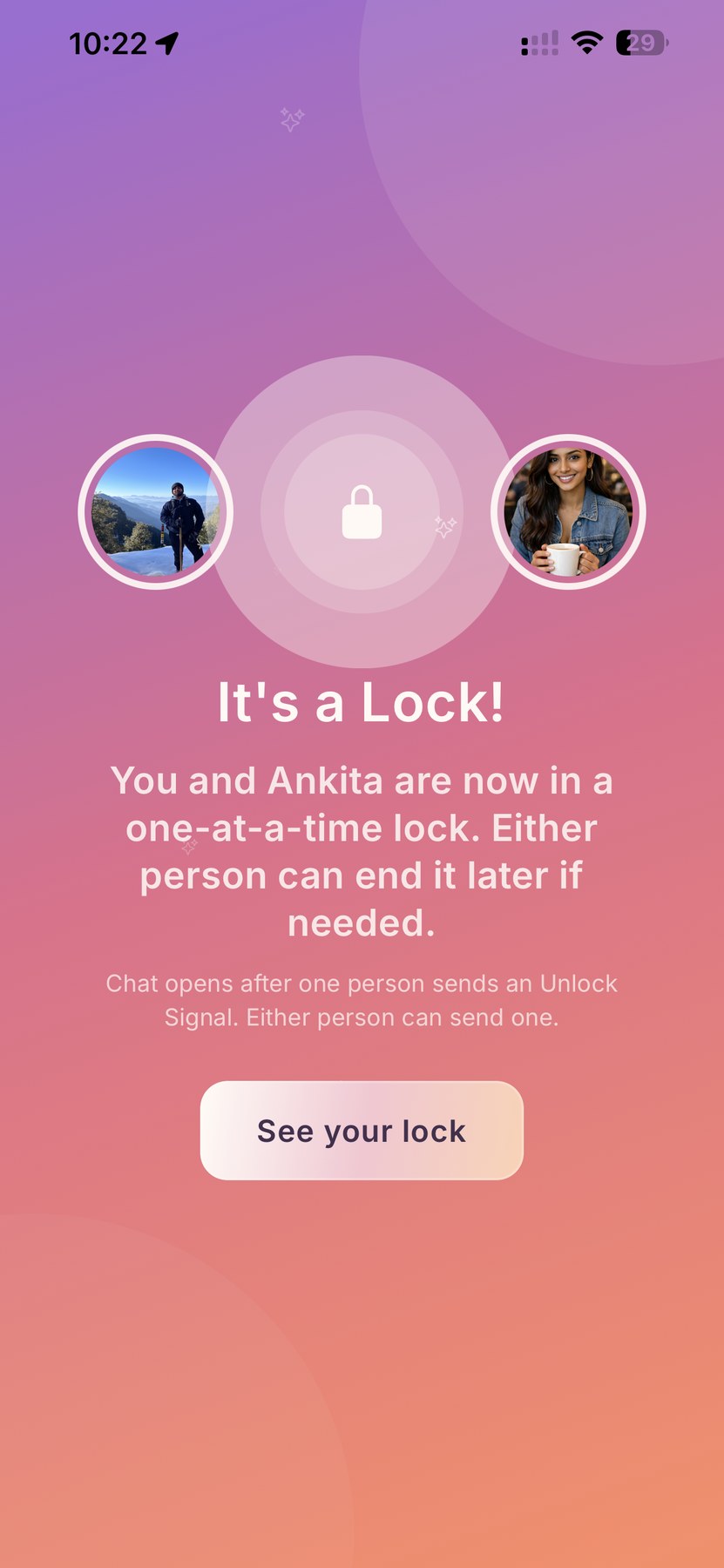 Claspa active Lock ceremony screen